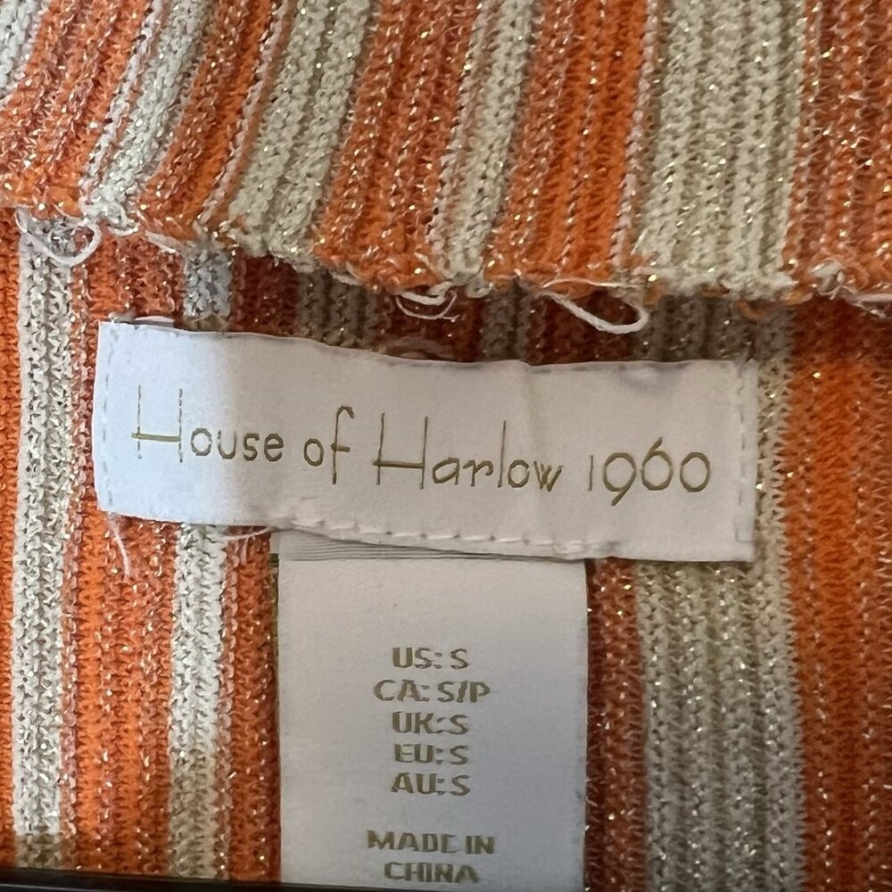 Revolve House of Harlow Top Small orange Gold sleeveless Knit Striped Mock Neck - Picture 5 of 11
